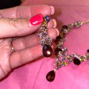Burgundy/Garnet formal wear necklace/ earring set